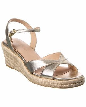 Stuart Weitzman Miami Espadrille Leather Wedge Boardwalk Glow