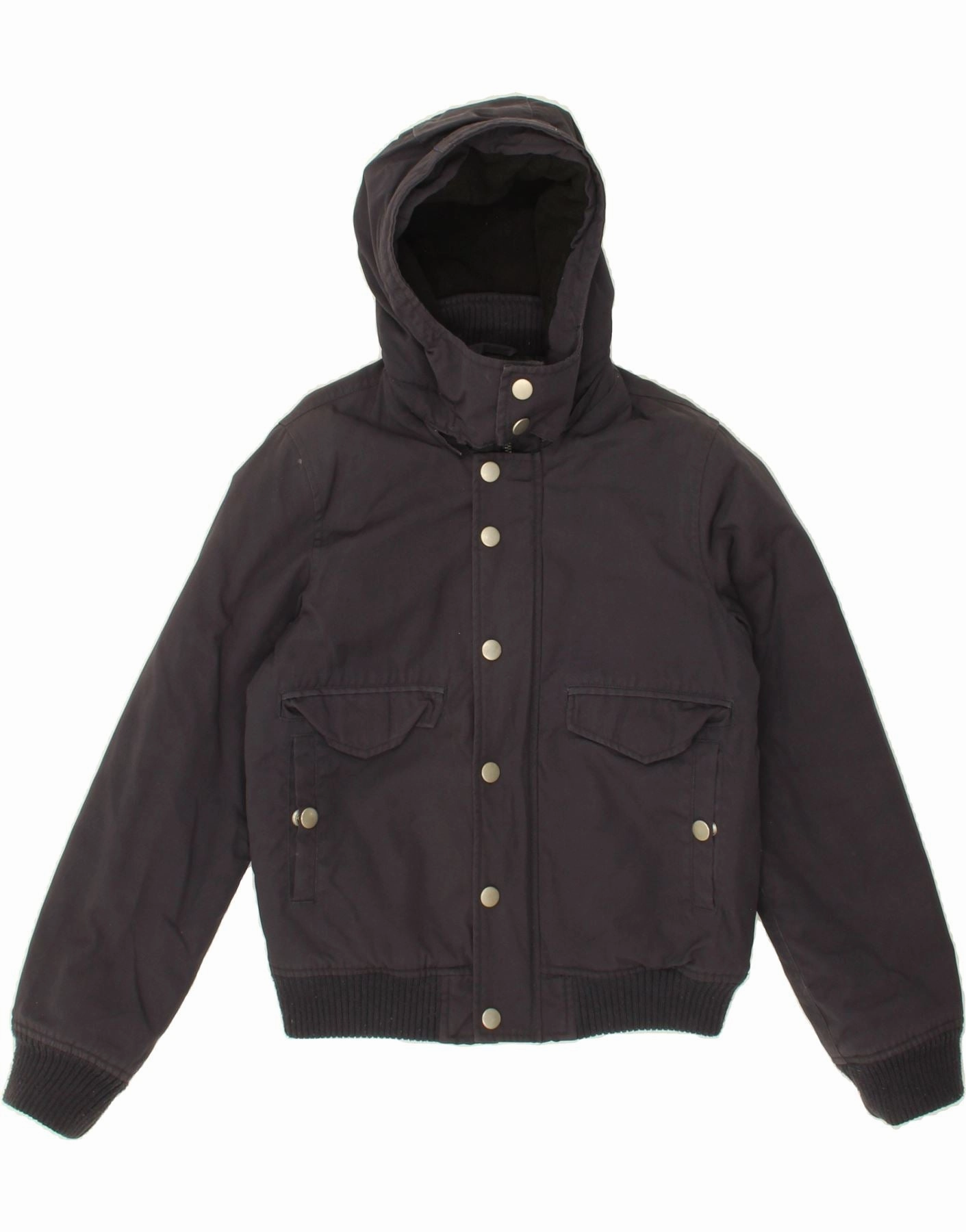 Cologne BENETTON Boys Hooded Bomber Jacket 10-11 Years XL  Navy Blue Cotton