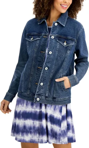 Style & Co. Womens Denim Trucker Jacket Famous XS