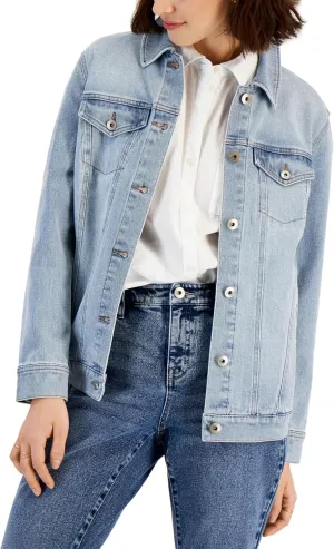 Style & Co. Women's Denim Trucker Jacket Vintage Rose XL