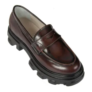 Peny Brown Patent Leather Loafer By URBNKICKS Elastic Italian Flair