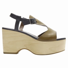 Rhinestone Decor Rain Guard Marni Wooden Platform Wedged Sandals