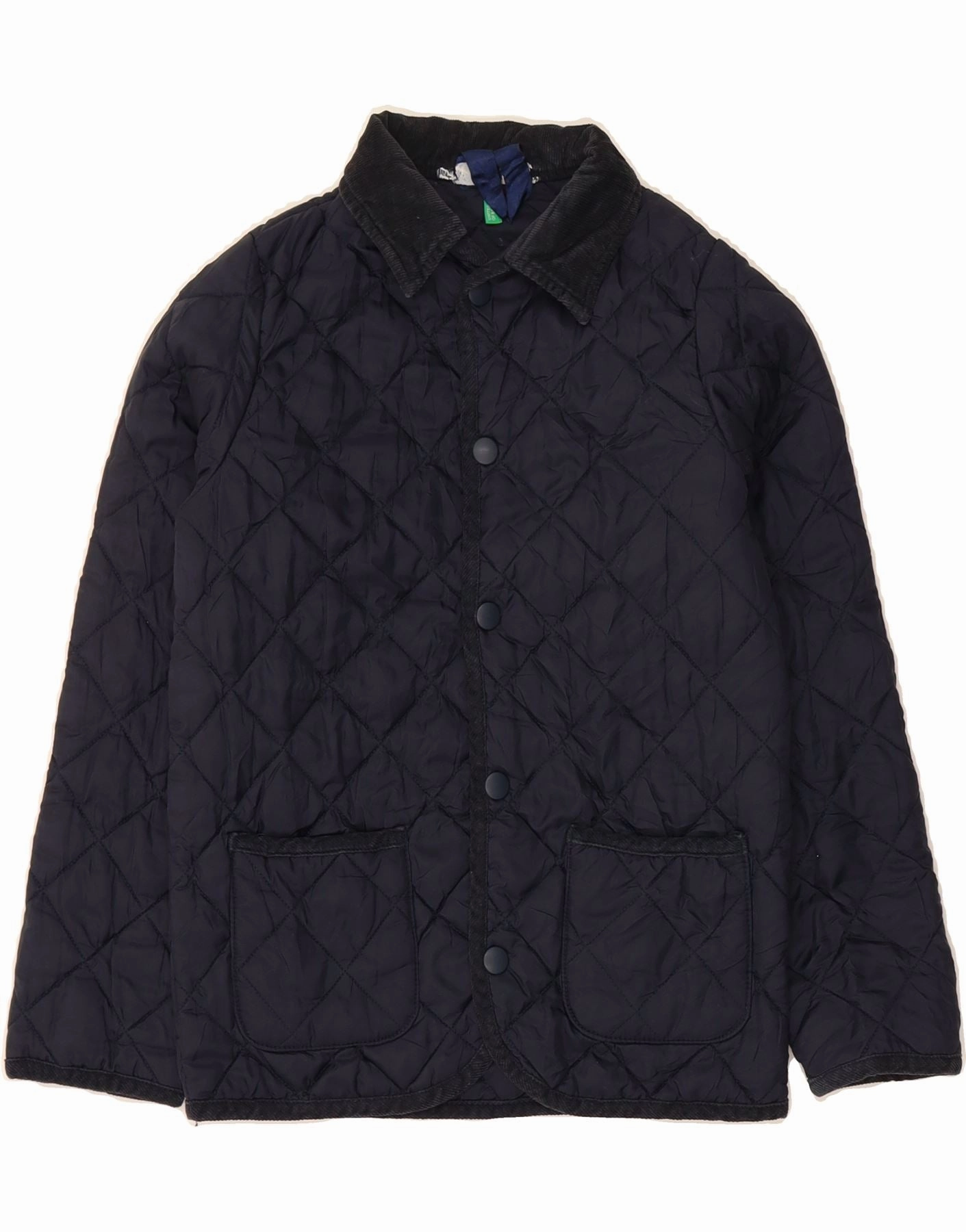 BENETTON Boys Quilted Jacket 8-9 Years Large Navy Blue Polyamide Advantage