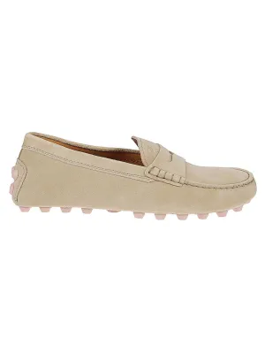 Toe Power Clean Motion Slip-On Leather Moccasin Shoes With Rounded Toe