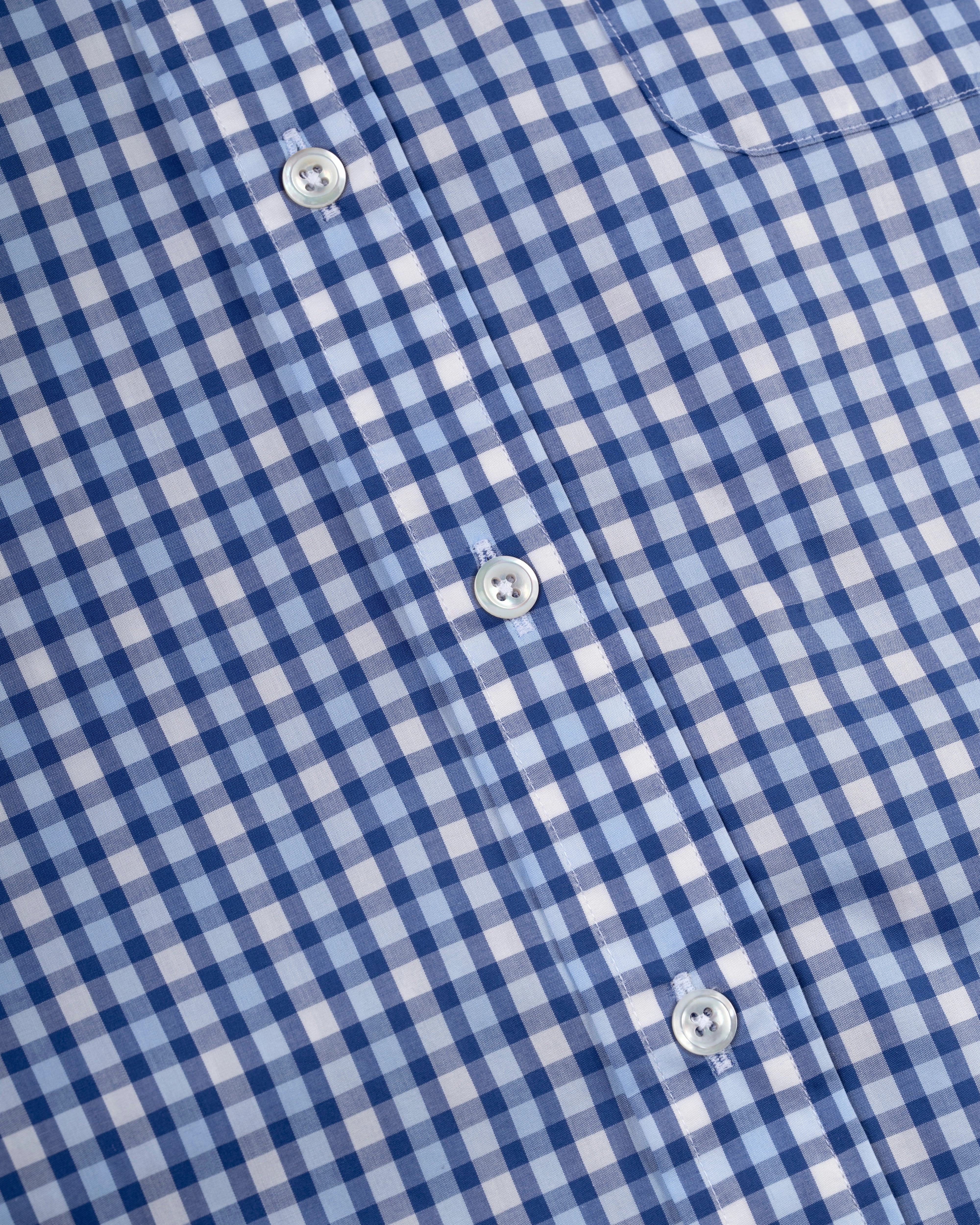 Made-in-USA Navy & Light Blue Check Sport Shirt - Classic Fit Flexible Shoulder Construction Stretchy Cloth