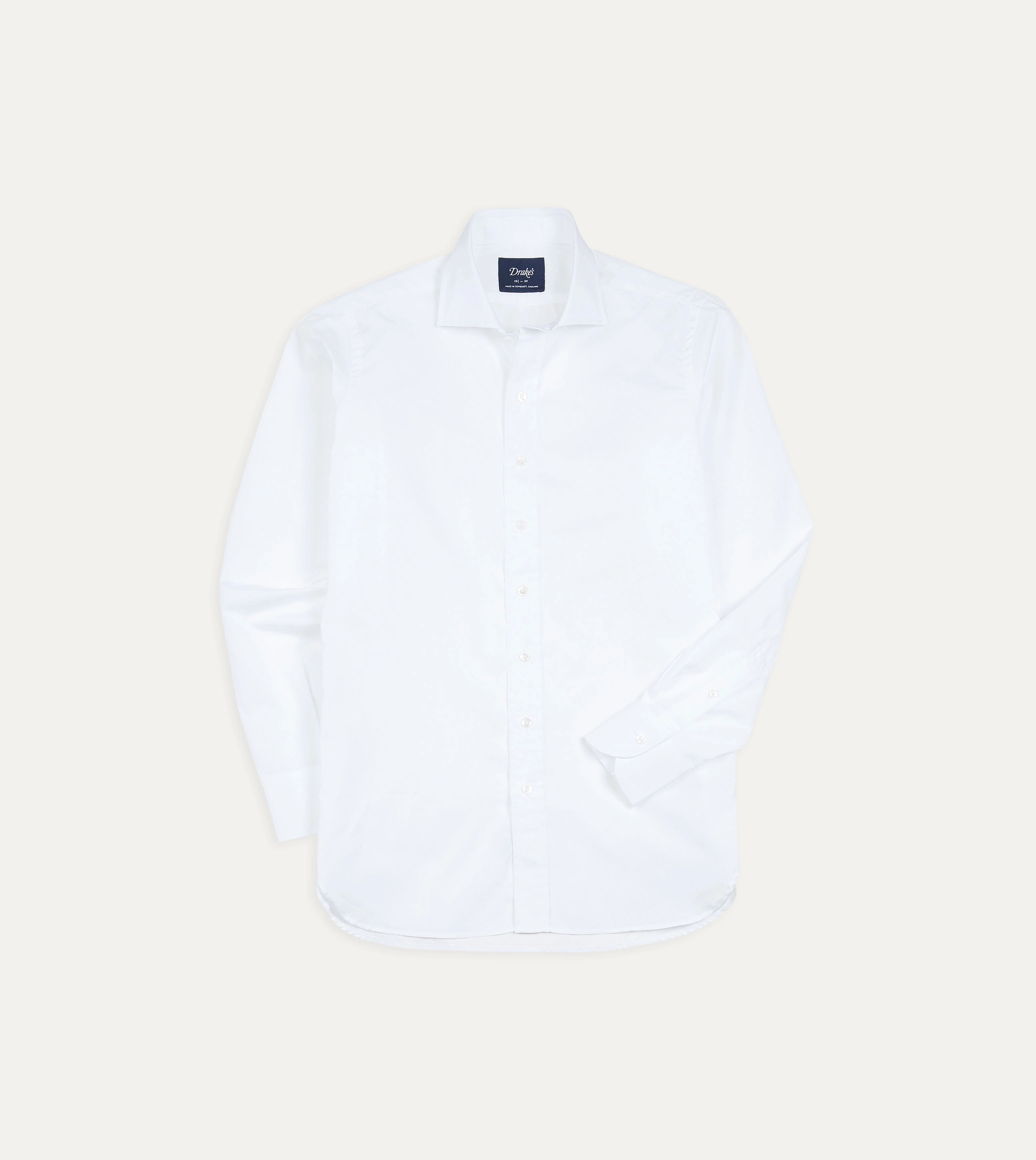 White Cotton Spread Collar Poplin Shirt Hooded Neckline