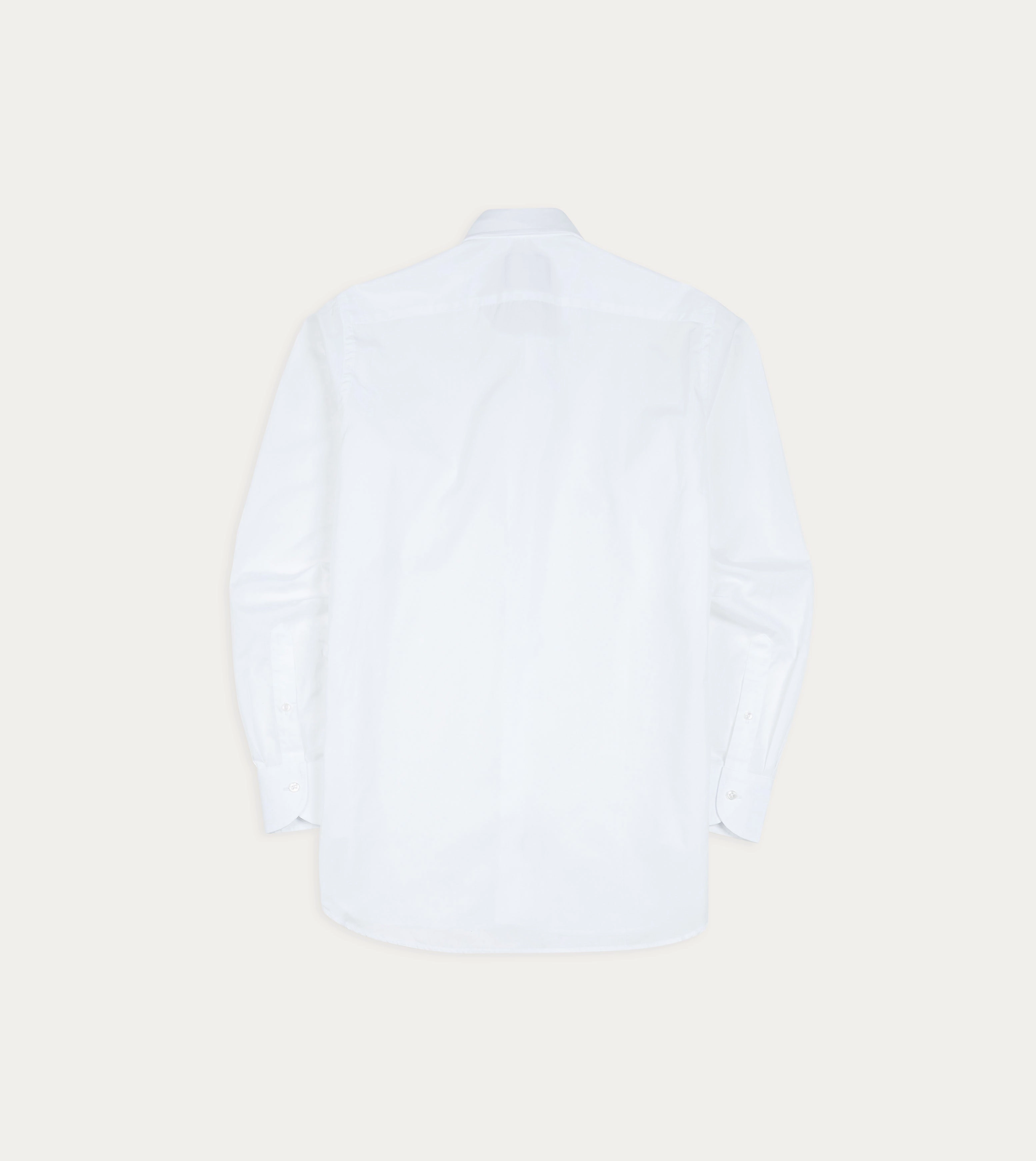White Cotton Spread Collar Poplin Shirt Hooded Option Split hem