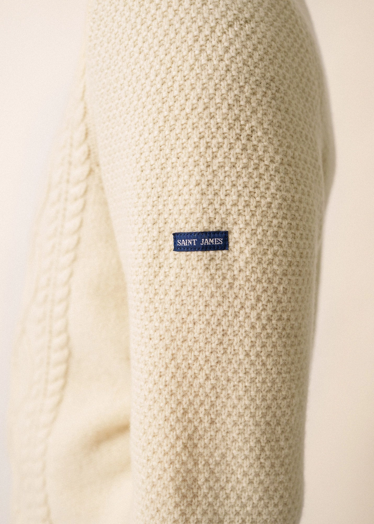 NYON - Cable Knit Sweater with Leather Buttons for Men  (WINTER WHITE) Comfy Knit