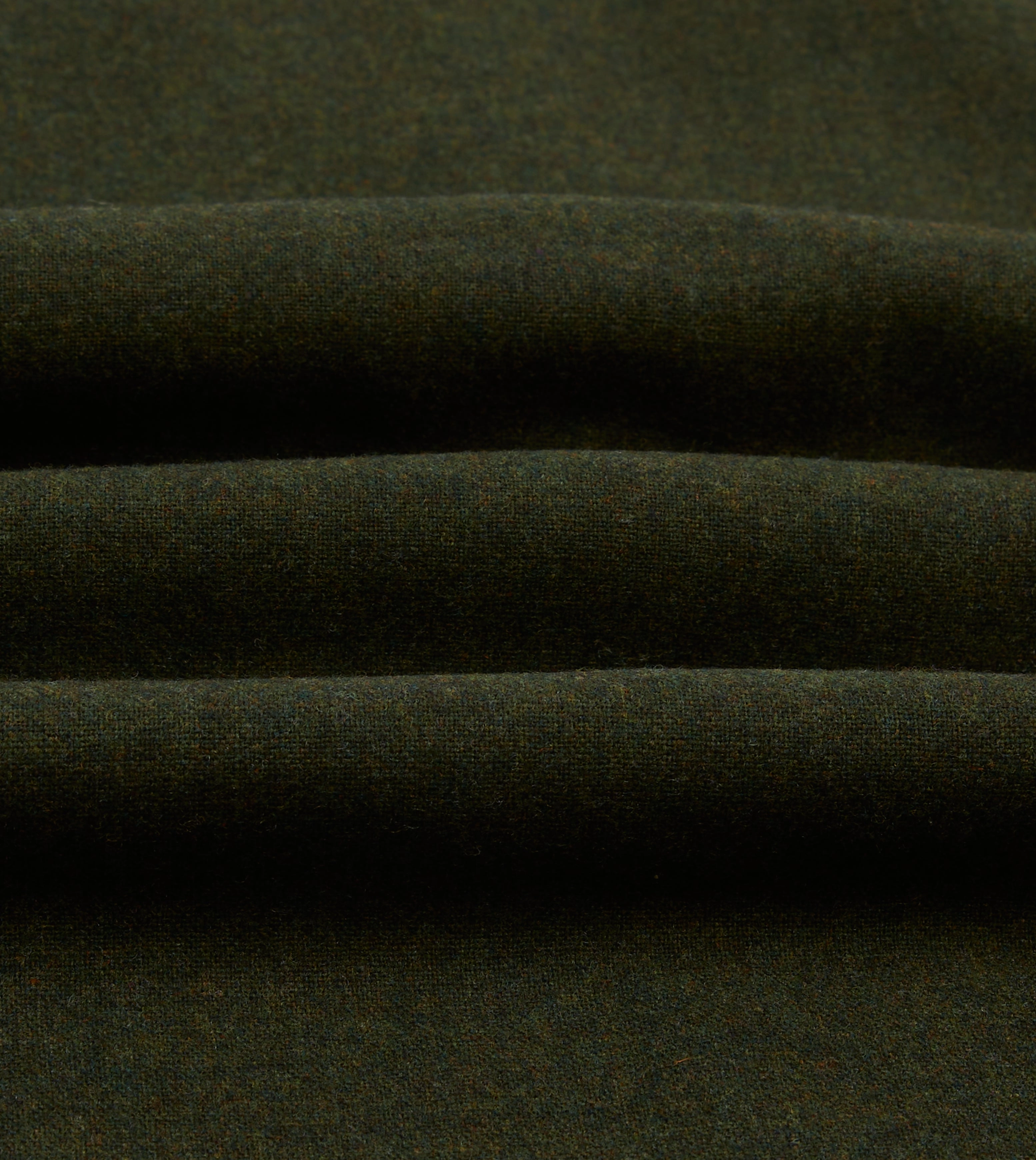 Dark Green Wool Two-Pocket Camp Collar Work Shirt Lounge Wear