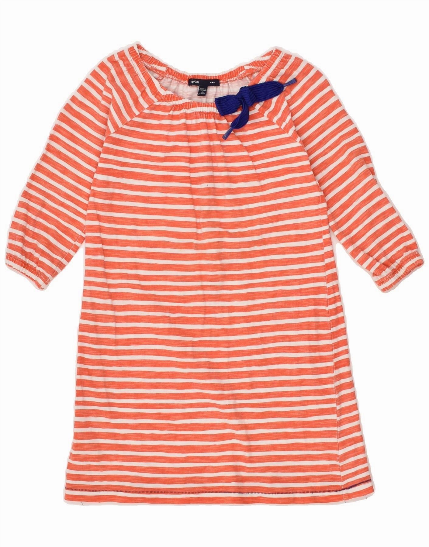 Bold Design Vibrant Form GAP Girls 3/4 Sleeve Shift Dress 6-7 Years Small Pink Striped Cotton