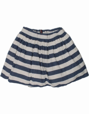 TOMMY HILFIGER Girls A-Line Skirt 9-10 Years W24  Blue Striped Cotton Modern Soft Timeless Beauty