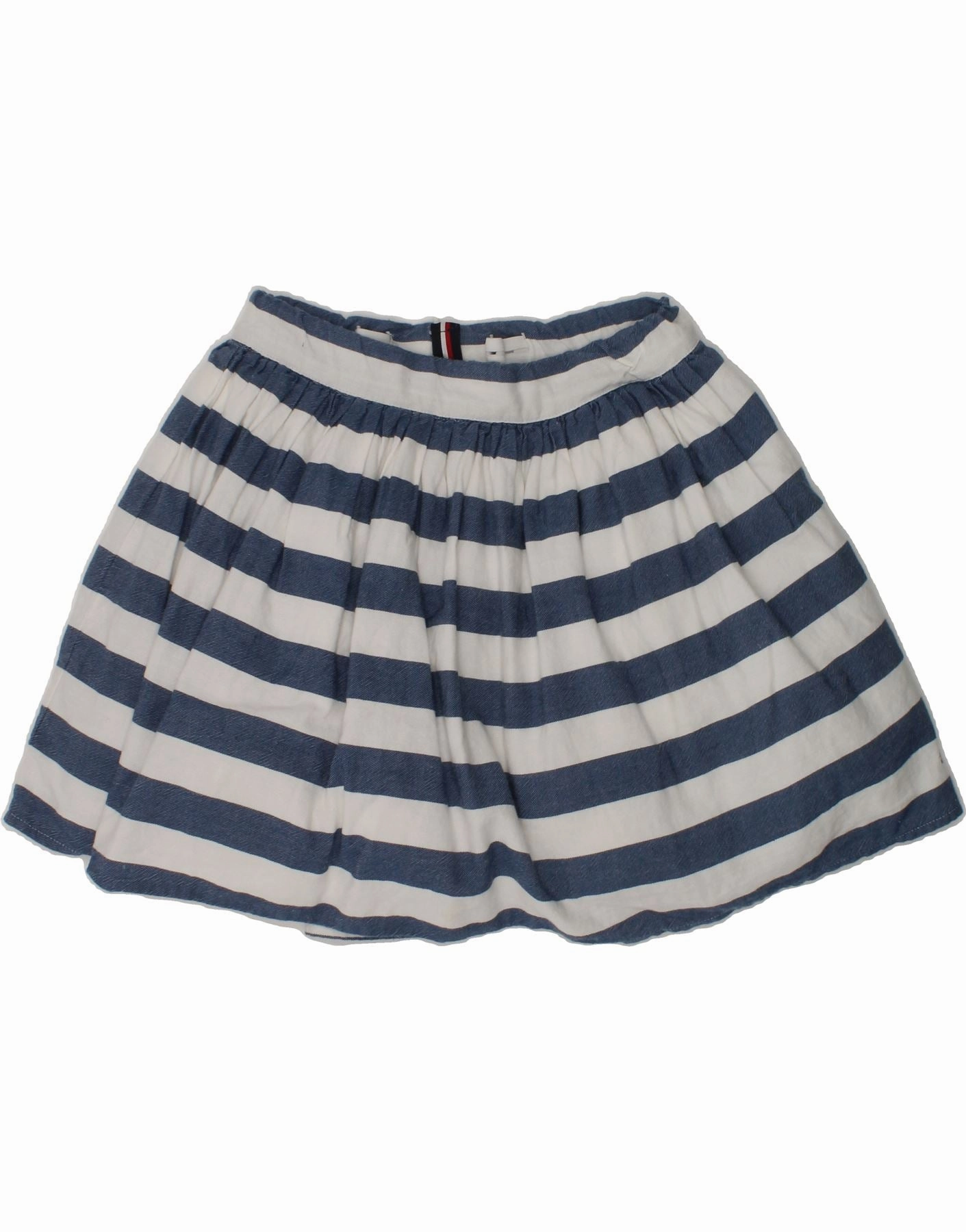 TOMMY HILFIGER Girls A-Line Skirt 9-10 Years W24  Blue Striped Cotton Modern Soft Timeless Beauty