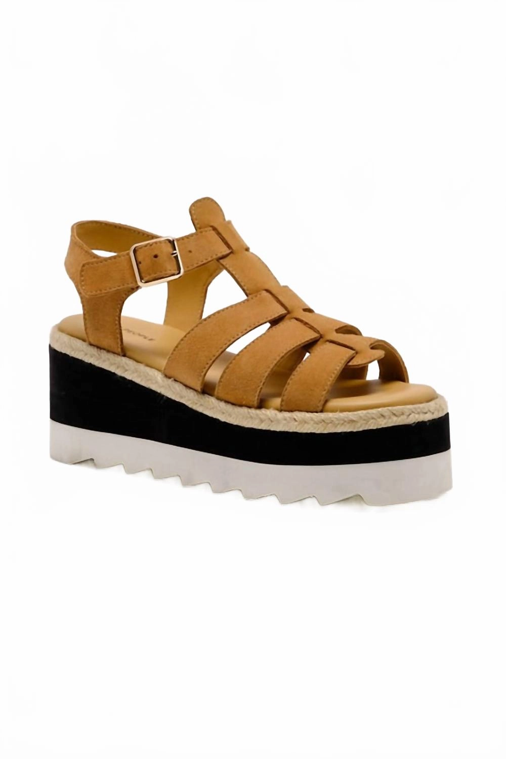 Women's Mykonos Suede Fisherman Flatform Wedges In Beige Toe Glow