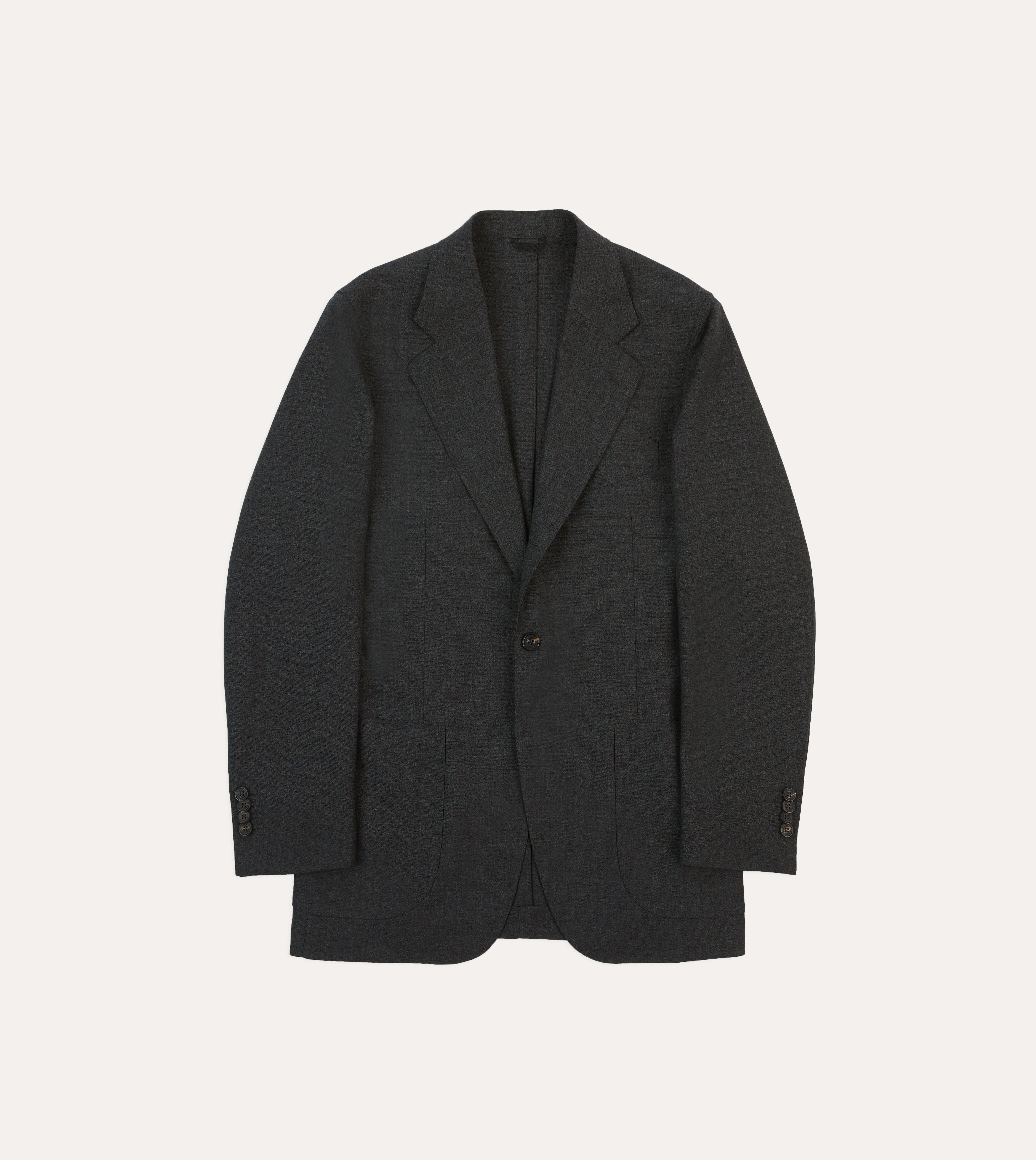 Charcoal Tropical Wool Tailored Jacket Sleek Look Refined Style