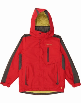 COLUMBIA Boys Omni-Shield Windbreaker Jacket 10-11 Years Red Colourblock City Explorer