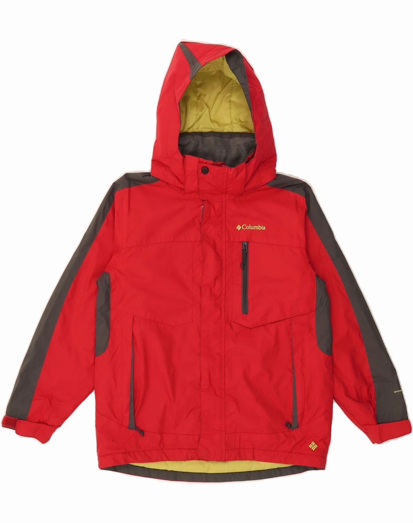 COLUMBIA Boys Omni-Shield Windbreaker Jacket 10-11 Years Red Colourblock City Explorer