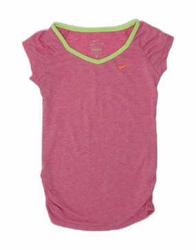 NIKE Girls Dri Fit T-Shirt Dress 6-7 Years XS Pink Cool Look