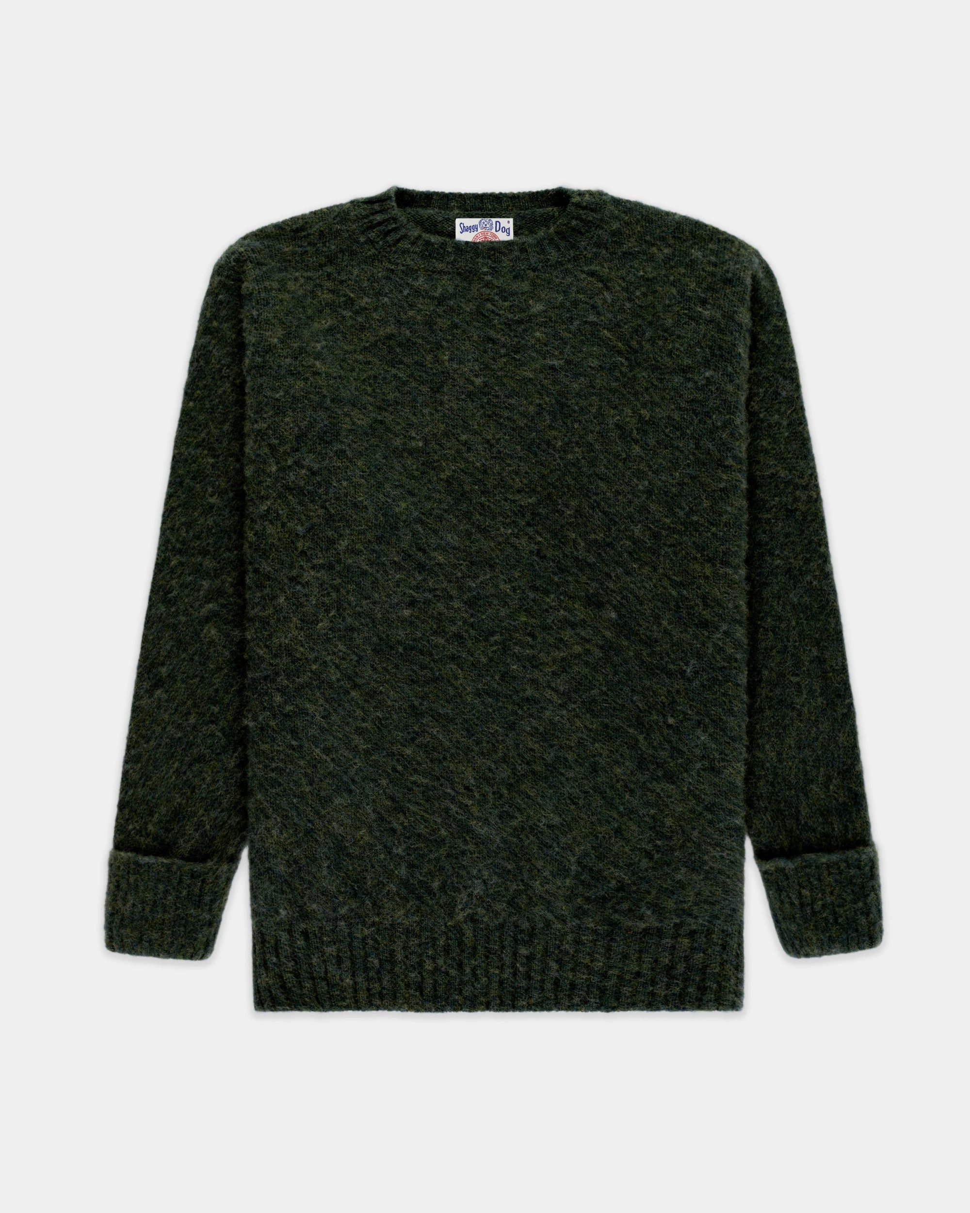 Everyday knitwear Essential Comfort Made-in-Scotland Dark Green Shaggy Dog Sweater - Classic Fit
