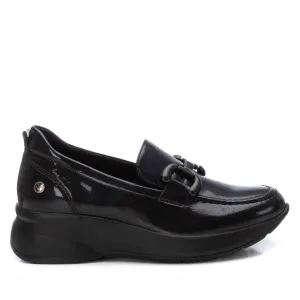 Women's Casual Wedge Moccasins In Black Versatile Padding Ankle Strap