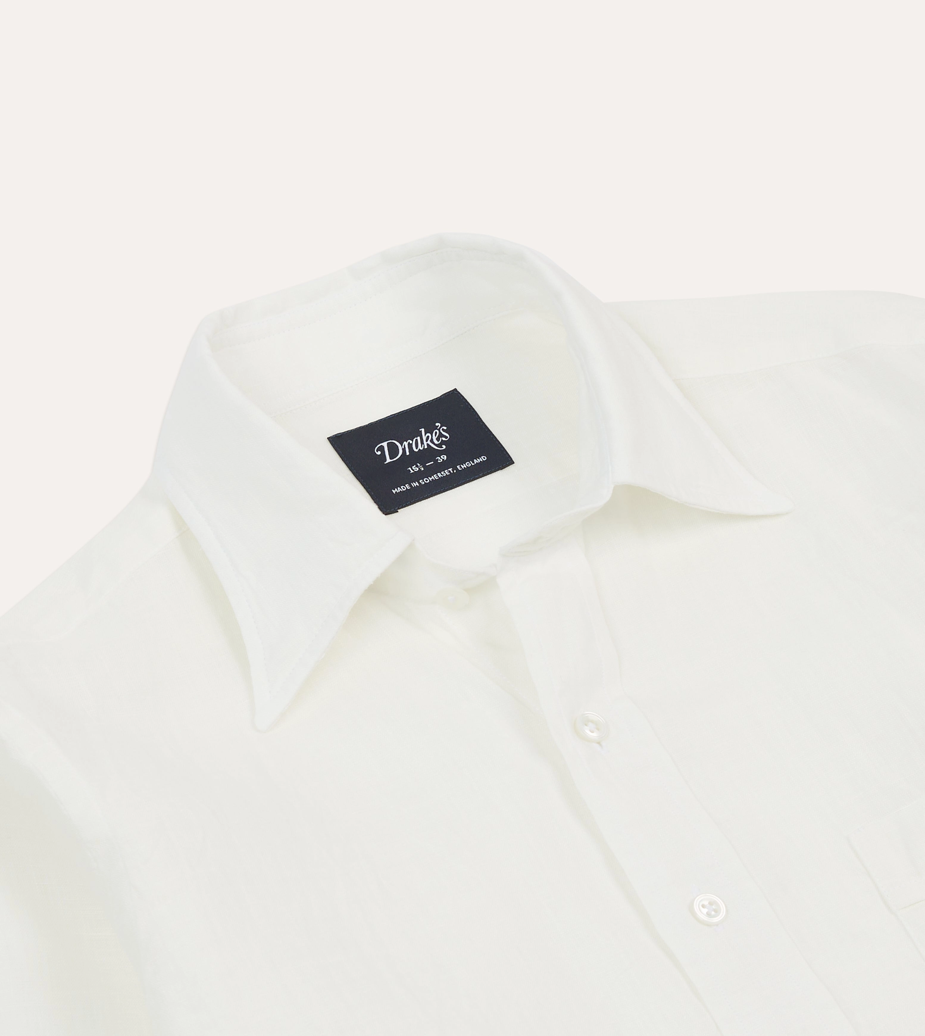 Fashion staples Ecru Linen Long Point Collar Shirt