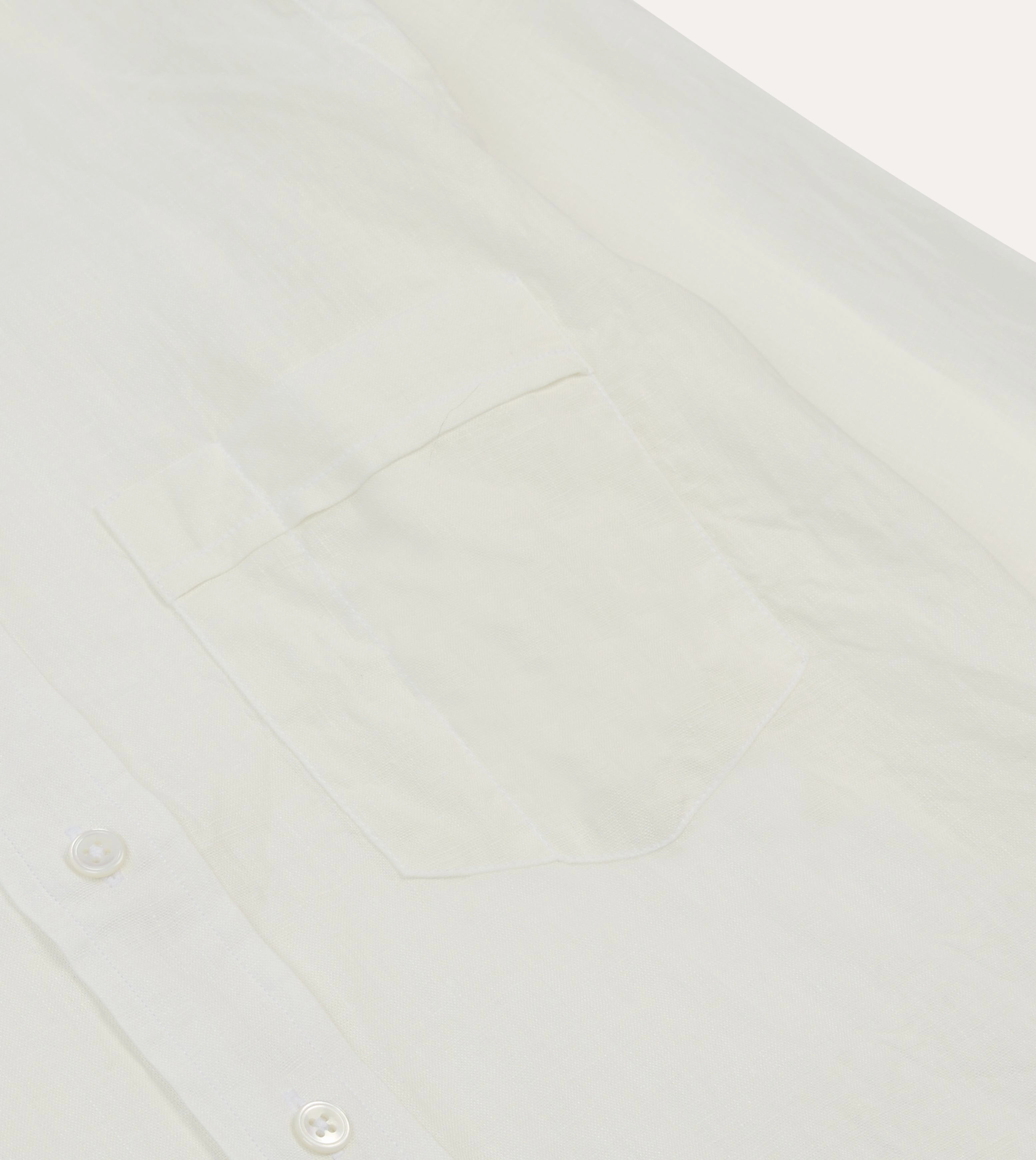 Ecru Linen Long Point Collar Shirt Premium Pima Cotton Stretchable Fabric