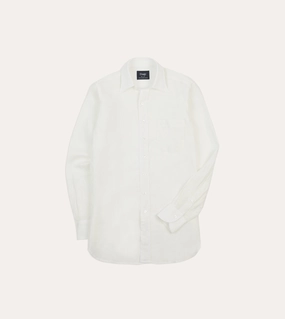 Ecru Linen Long Point Collar Shirt Non Irritating Tags