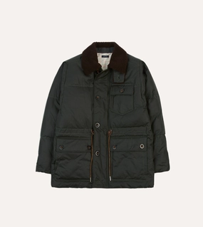 Hidden Zipper Closure Water Repellent Finish Green Waxed Cotton Expedition Parka