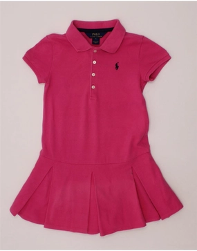 POLO RALPH LAUREN Girls Polo Dress 4-5 Years Pink Cotton Urban Style