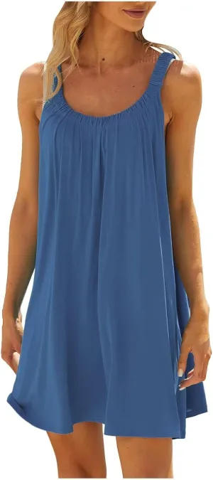 Summer Dresses for Women 2025 Beach Sleeveless Tank Short Dress Beachwear Casual Vacation Trendy Dress Sundresses