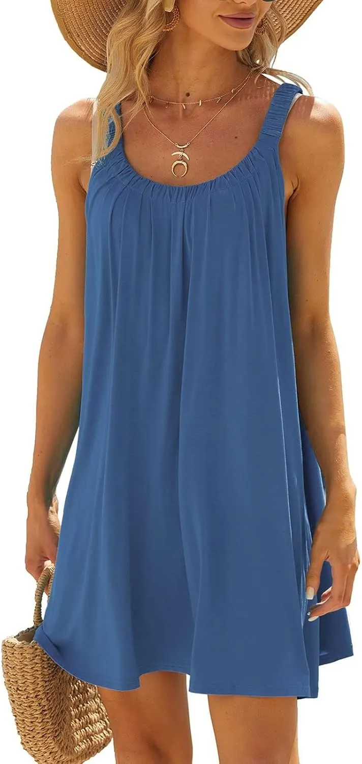 Summer Dresses for Women 2025 Beach Sleeveless Tank Short Dress Beachwear Casual Vacation Trendy Dress Sundresses
