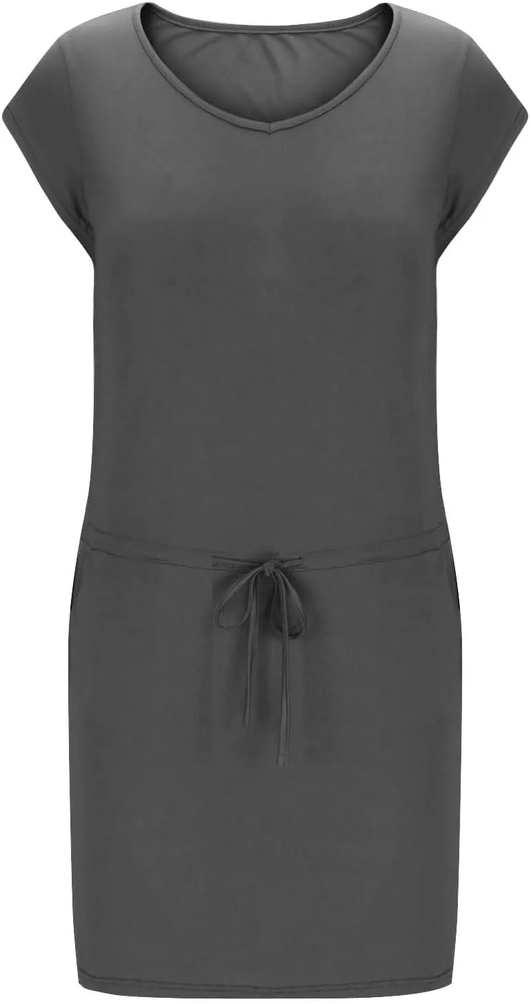 Summer Dresses for Women 2025 Casual V-Neck Short Sleeve Sundress Ladies Fashion Work Mini Dresses with Pockets