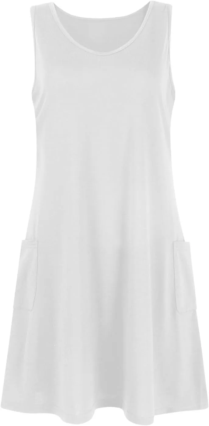 Summer Dresses for Women 2025 Loose Casual V Neck Sleeveless Sundresses Beach Swimsuit Coverup with Pockets