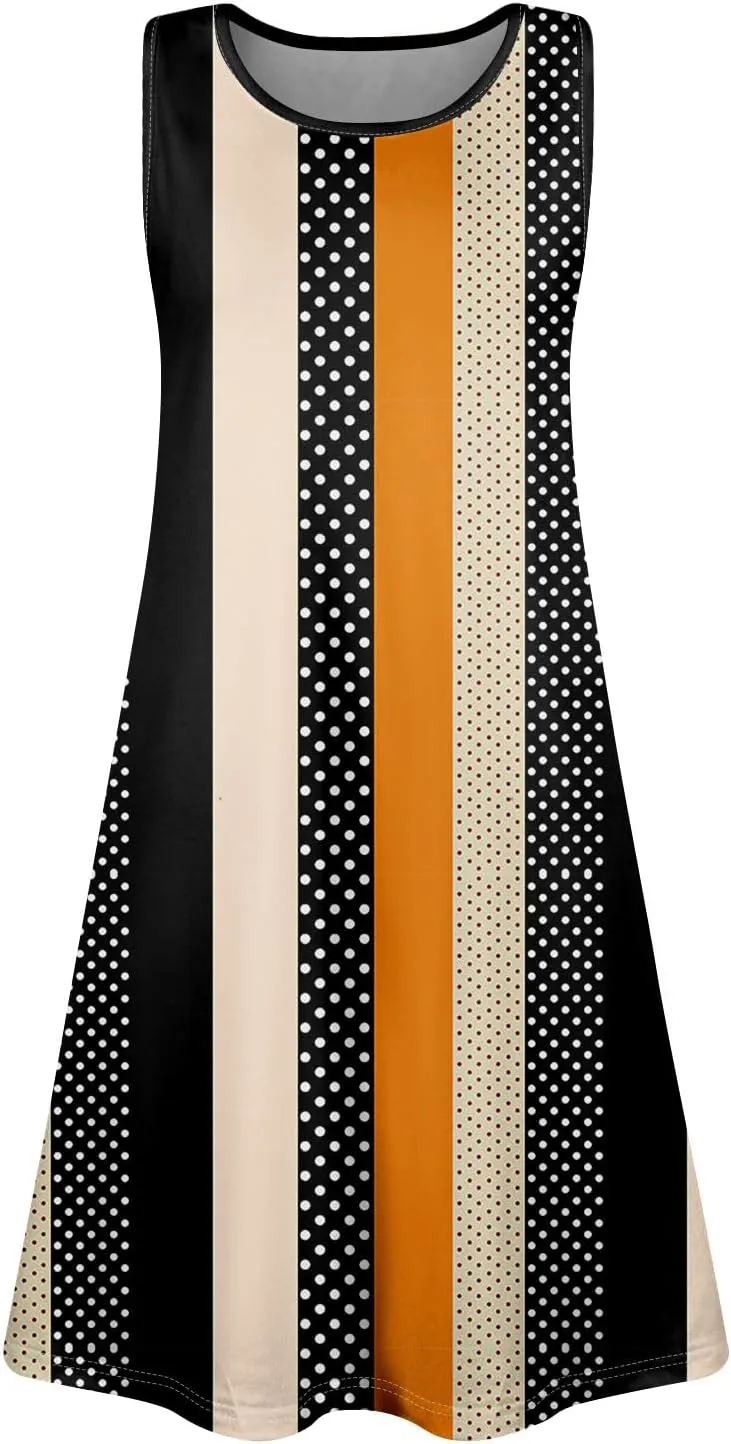Summer Dresses for Women Sundress Beach Dress Sleeveless Mini Tank Dress Patterned Hawaiian Vest Dresses with Pocket