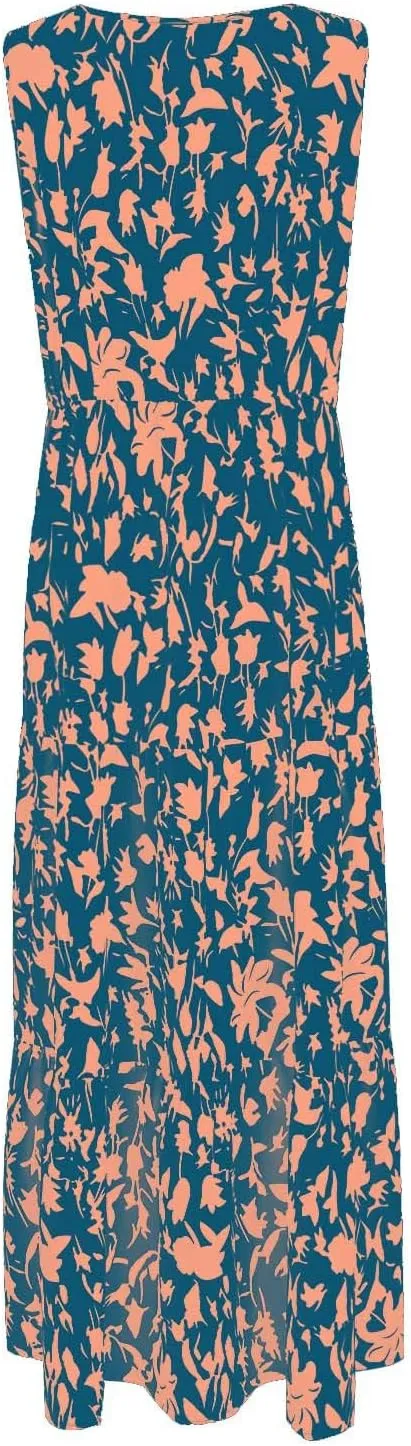 Summer Dresses Long Dresses Sleeveless Boho Dress Floral Dress Work Sun Dresses V Neck Maxi Dress Beach Vacation
