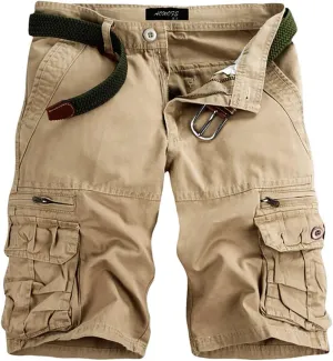 Summer Lightweight Hiking Shorts for Men Casual Wide Leg Twill Utility Cargo Shorts with Multi Pockets Comfort Work Shorts