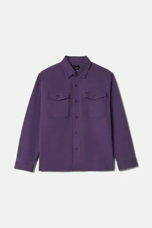 Herringbone Relaxed L/S Overshirt - Punk Purple Herringbone Seamless Sides