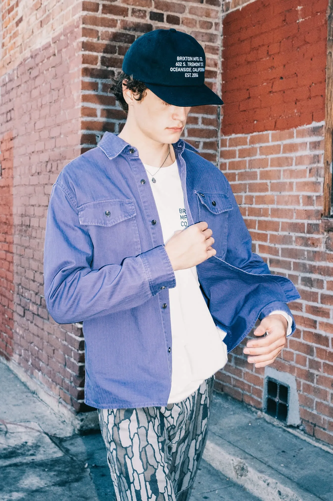 Herringbone Relaxed L/S Overshirt - Punk Purple Herringbone Outdoor Adventure Travel-friendly