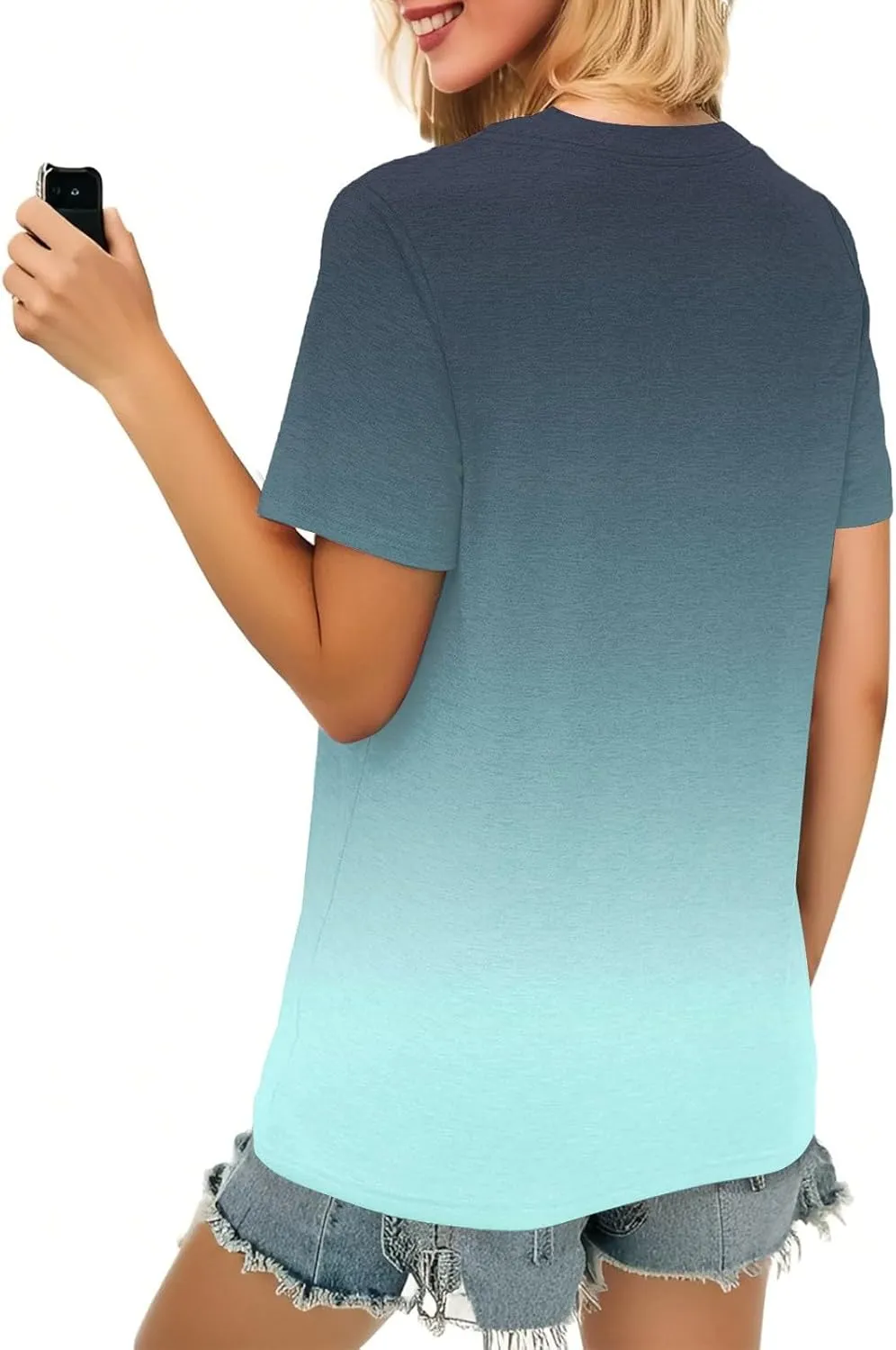 Summer Womens Tops 2025 Short Sleeve V Neck Blouses Business Casual Loose Fit Tshirts Trendy Fashion Outfits
