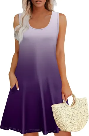 Sun Dress for Women Tank Dress Spring Work Dress Vintage Dress Sleeveless Hawaiian Short Dress Summer with Pocket