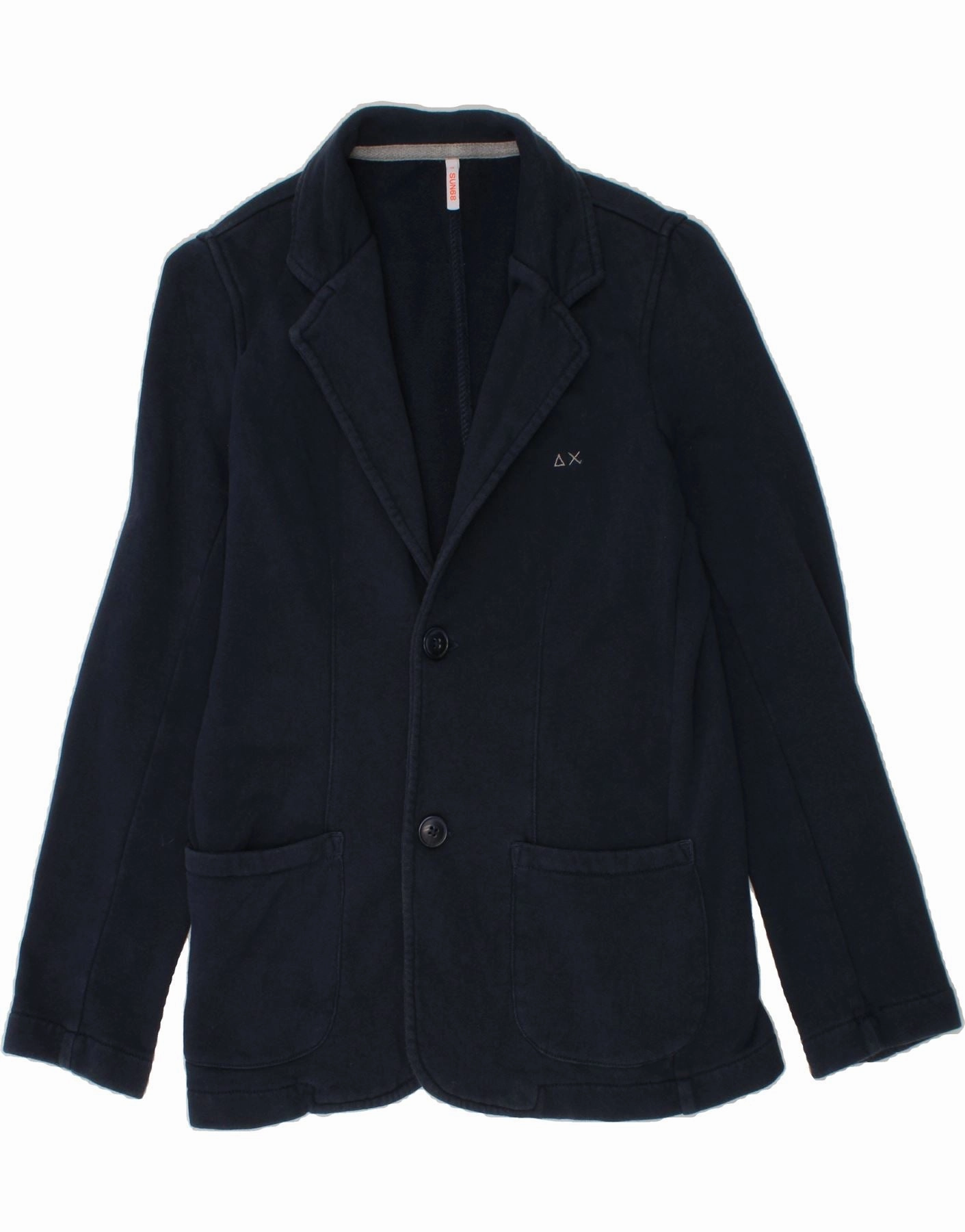 SUN68 Boys 2 Button Blazer Jacket 9-10 Years Navy Blue Cotton suitable for holidays Reflective Piping