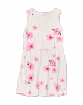 SUN68 Girls Sleeveless A-Line Dress 14-15 Years XL White Floral Cotton Seasonal Fit London Edge