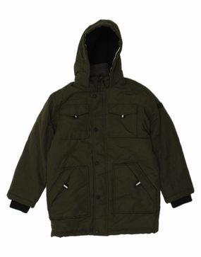 MICHAEL KORS Boys Loose Fit Hooded Padded Coat 10-11 Years Khaki Polyester Weekend Style