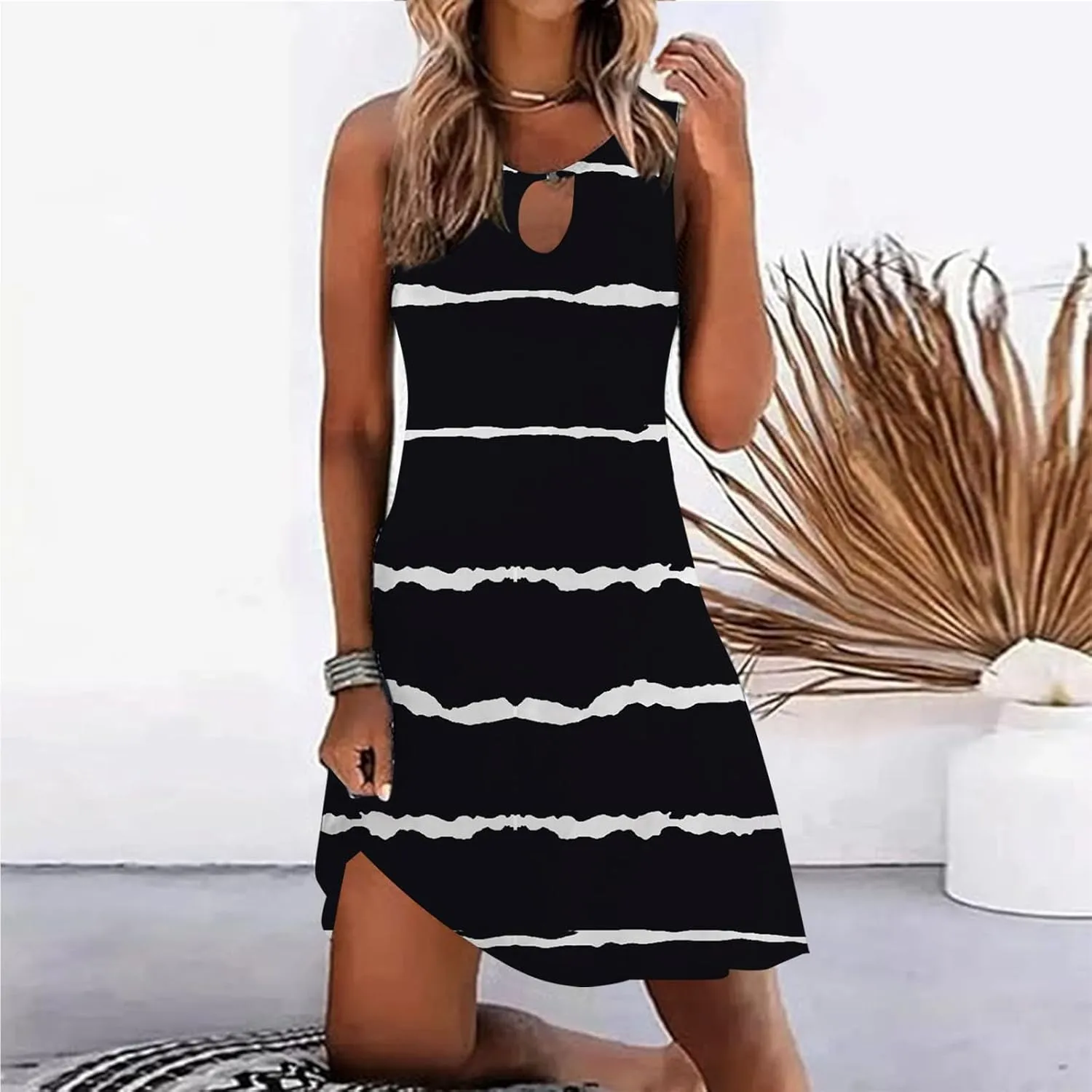 Sundresdes for Women Over 50 Sun Dresses for Women 2025 Vacation Beach Casual Summer Sundresses Sleeveless Tank