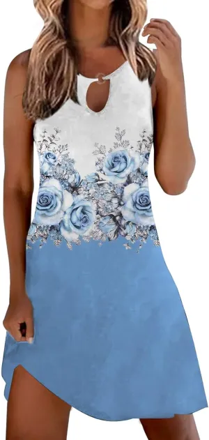 Sundresdes for Women Sun Dresses for Women 2025 Vacation Beach Casual Summer Sundresses Sleeveless Tank Short Boho
