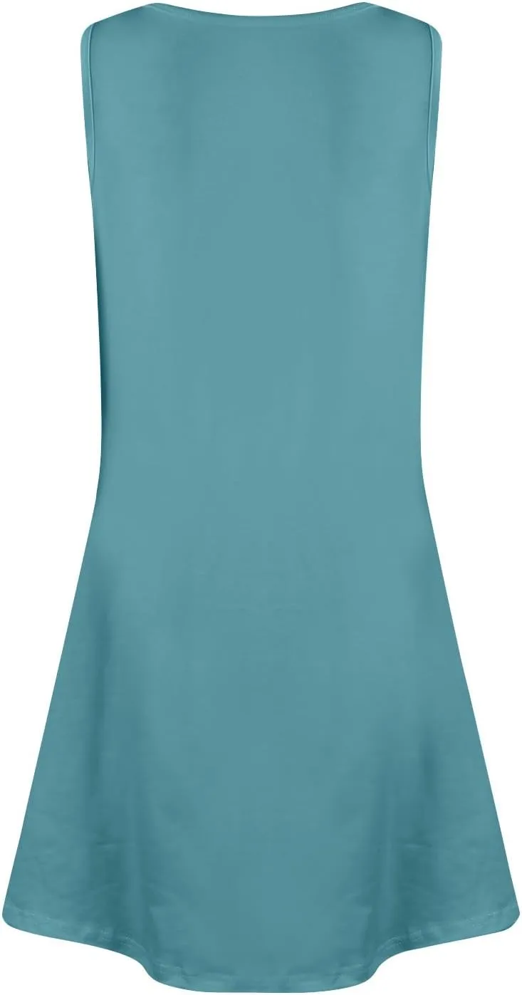 Sundress for Curvy Women Tank Dress Spring Casual Dresses Aline Summer Dress Sleeveless Loose Vest Dress with Pocket