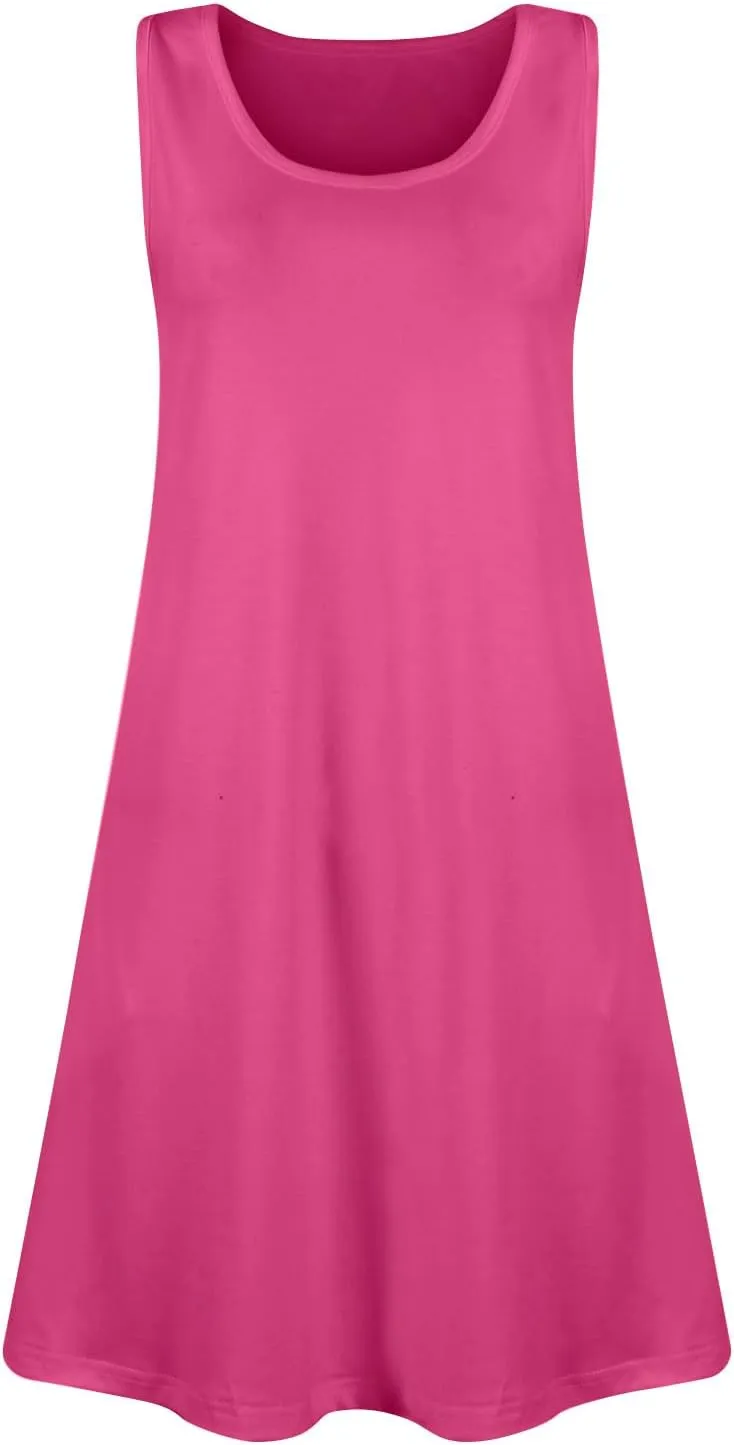 Sundress for Curvy Women Tank Dress Spring Casual Dresses Aline Summer Dress Sleeveless Loose Vest Dress with Pocket