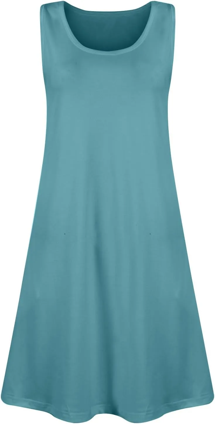 Sundress for Curvy Women Tank Dress Spring Casual Dresses Aline Summer Dress Sleeveless Loose Vest Dress with Pocket