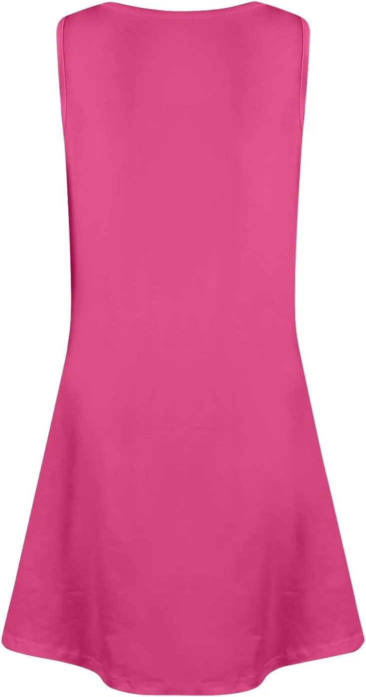 Sundress for Curvy Women Tank Dress Spring Casual Dresses Aline Summer Dress Sleeveless Loose Vest Dress with Pocket