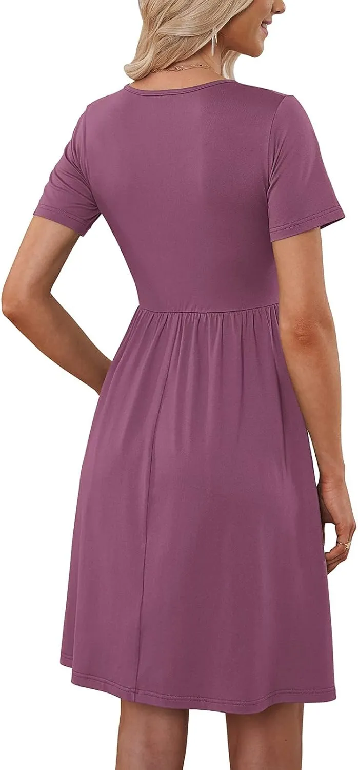 Sundresses for Women 2024,Women Summer Dresses Sleeveless Casual Swing Button Down Midi Dress with Pockets