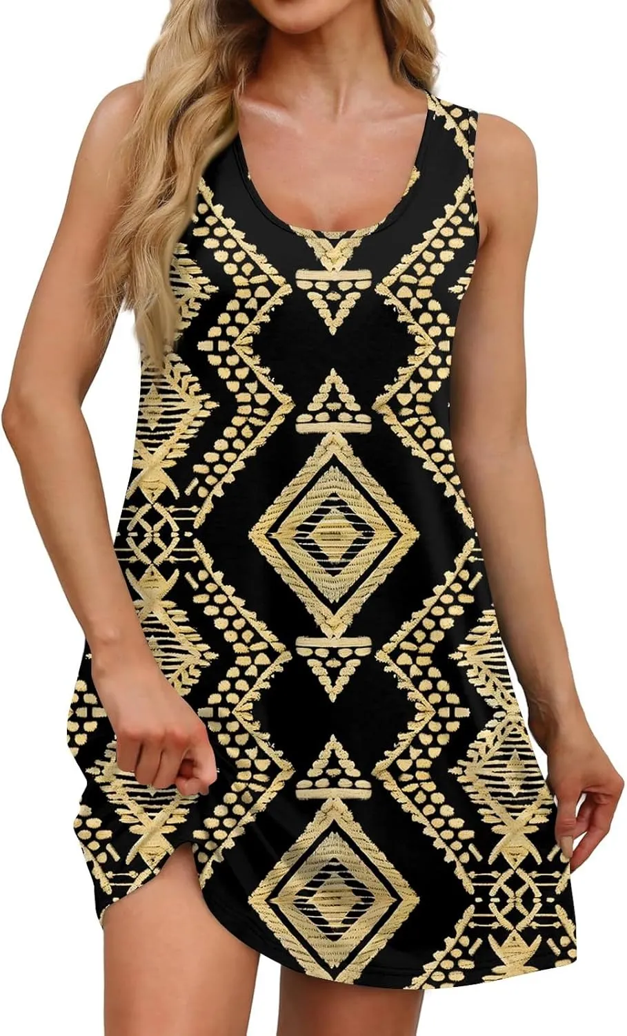 Sundresses for Women Tank Dress Summer Beach Dress Cover Up Short Dresses Sleeveless Cute Floral Dresses with Pocket